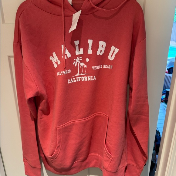 Malibu Tops - Pink Malibu California Hoodie size medium NWT